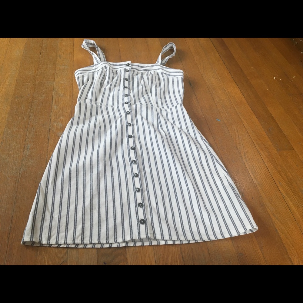 Blue and white striped mini dress